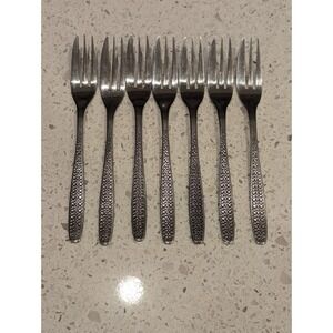 Set Of 7 Vintage Monogram Celtic Pastry Cake Forks‎ Korea Stainless Steel